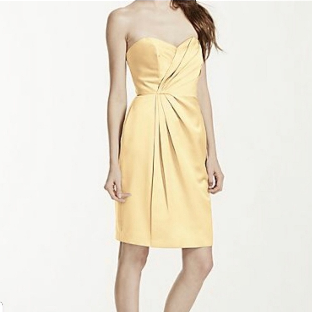 NWT Davids Bridal Bridesmaid Prom Formal Tea Or Shower Canary Yellow Dress Sz 6